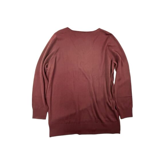 Ann Taylor Merino Wool Blend Long Sleeve Tunic Sweater Size XXL Burgundy V-Neck - Picture 3 of 10